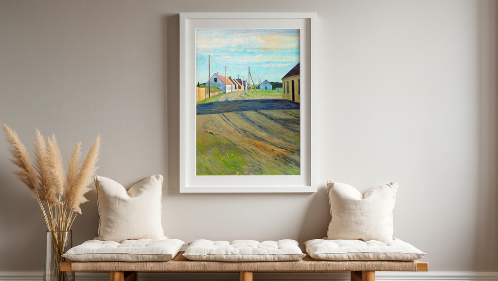 Road in a Small Town by Niels Bjerre (1938) – Danish Landscape Classic