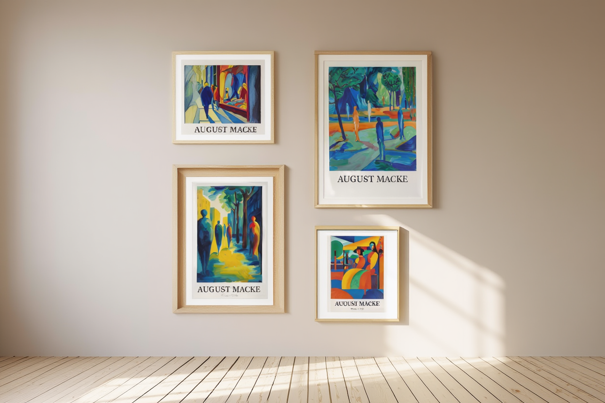 Colorful Geometric August Macke Art Set – 4 Prints for Gallery Wall Decor