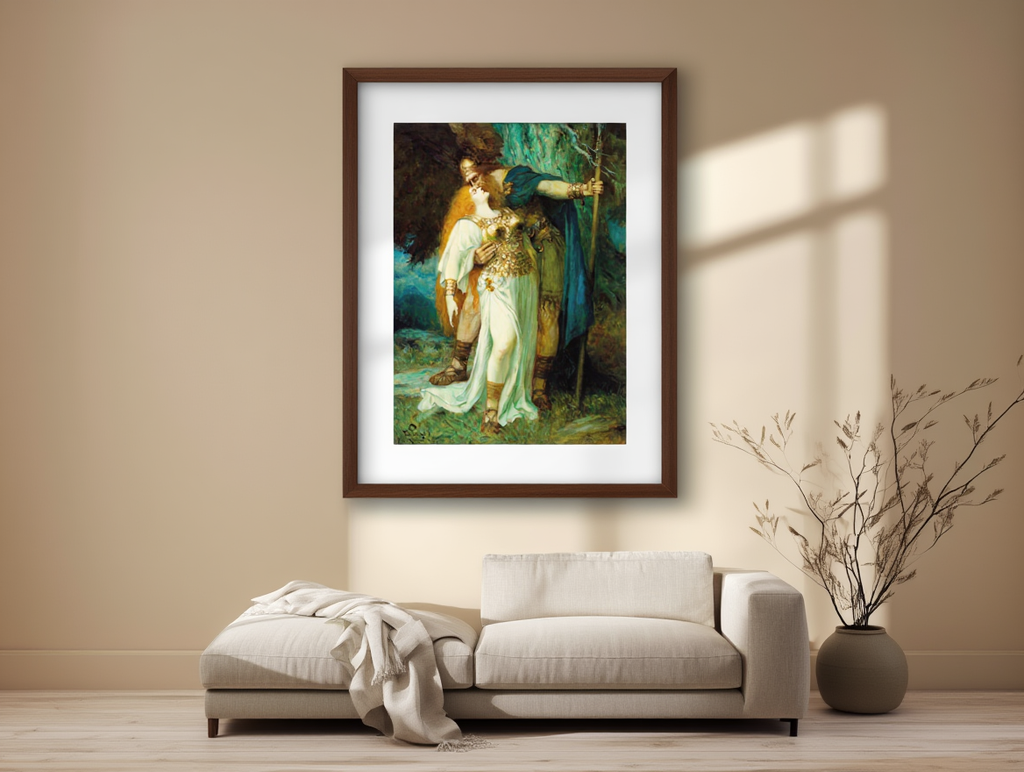 Wotan’s Farewell to Brunhilde by Ferdinand Leeke – Vintage German Romantic Art Print