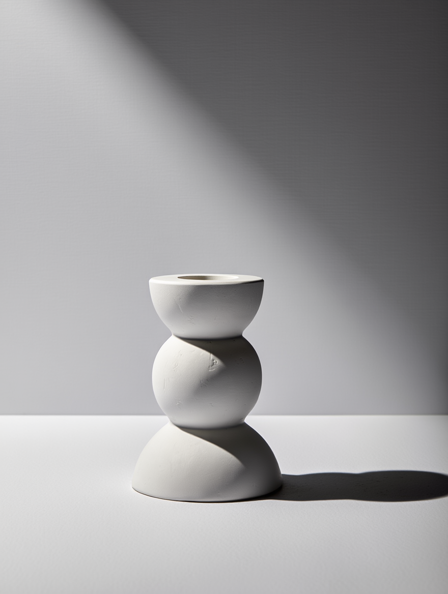 Minimalist Half Sphere Plaster Candle – White Cream  Home Decor