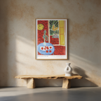 Red Interior “Still Life on a Blue Table” by Henri Matisse – Expressionist Art Print