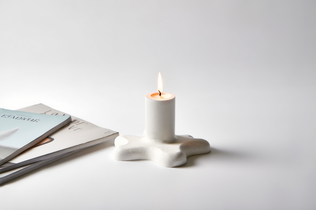 Minimalist Flower Shaped Plaster Candle Holder – White Cream  Home Decor