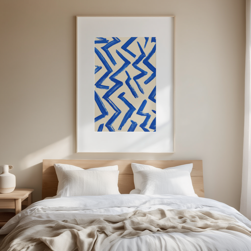 Indigo Drift – Geometric Abstract Art Print - Hakyarts