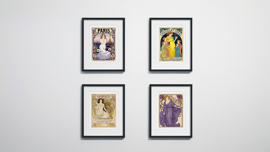 Alphonse Mucha Home Décor Set – 4 Art Nouveau Prints