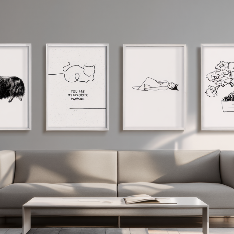 Contemporary Minimalist Wall Art – 4 Print Set