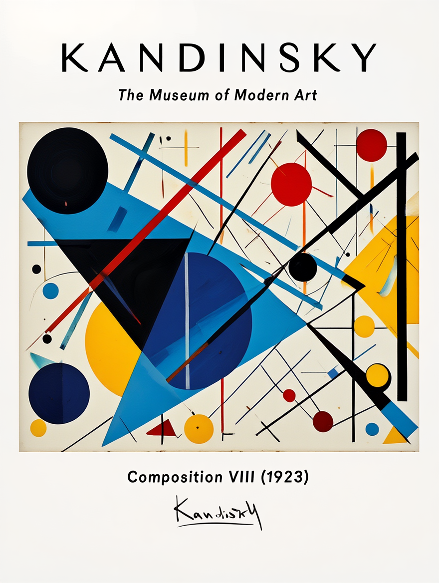 Kandinsky Geometric Abstract – 6 Modern Bauhaus Prints -Colorful Composition Gallery Wall Set for Living Room, Bedroom, or Office