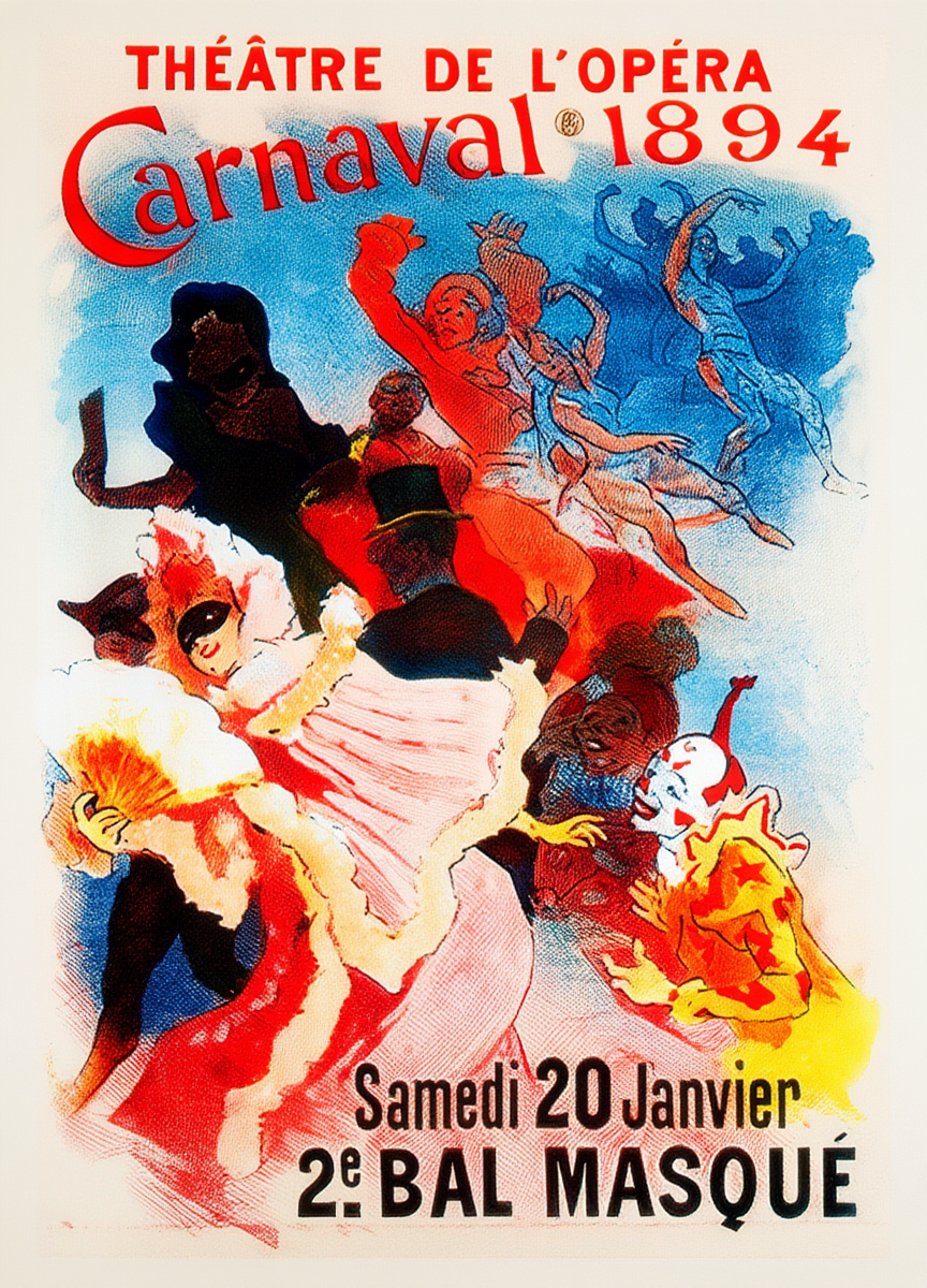 Carnivale Poster by Jules Chéret – Belle Époque French Advertising Art Print