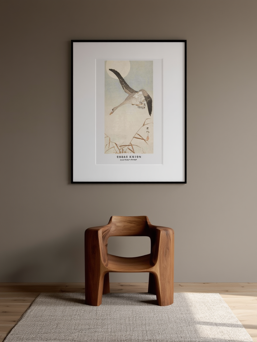 Ohara Koson - Goose Flying in Moonlight Poster