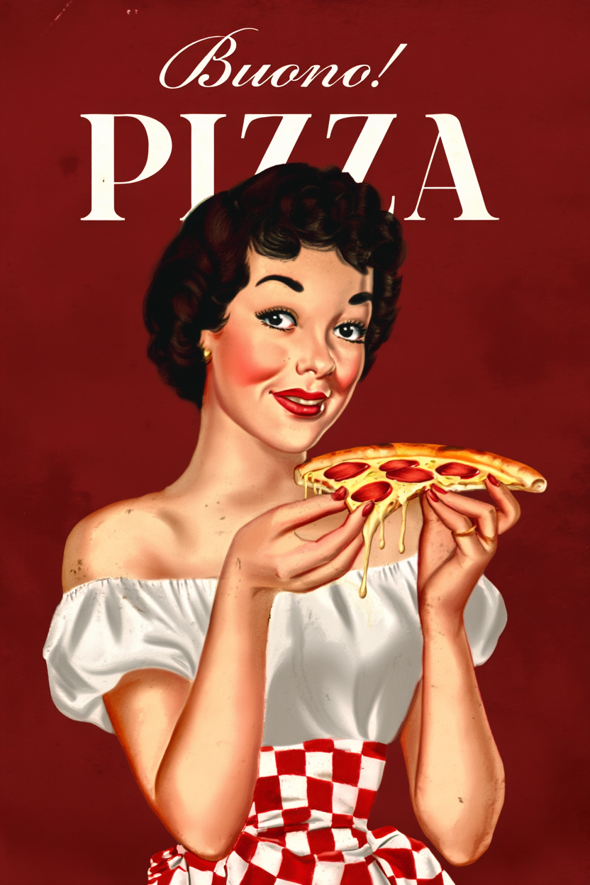 4 Vintage Italian Food Lovers Posters – Retro Pasta, Pizza & Culinary Wall Art