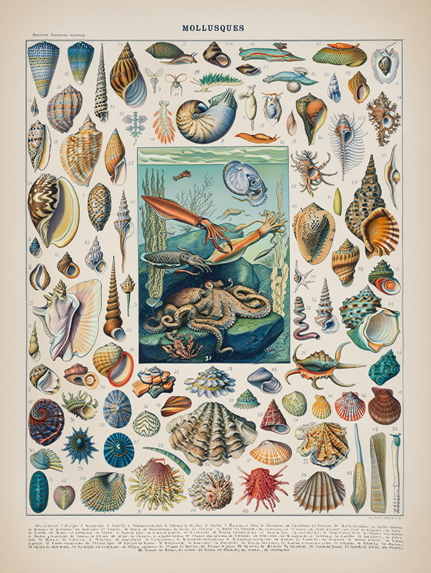 Adolphe Millot - Mollusques Poster
