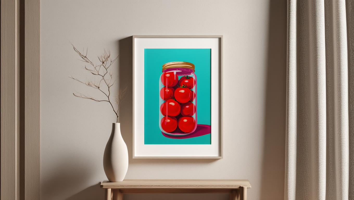 Pop Art Tomatoes Jar – Vibrant Kitchen Wall Art Print