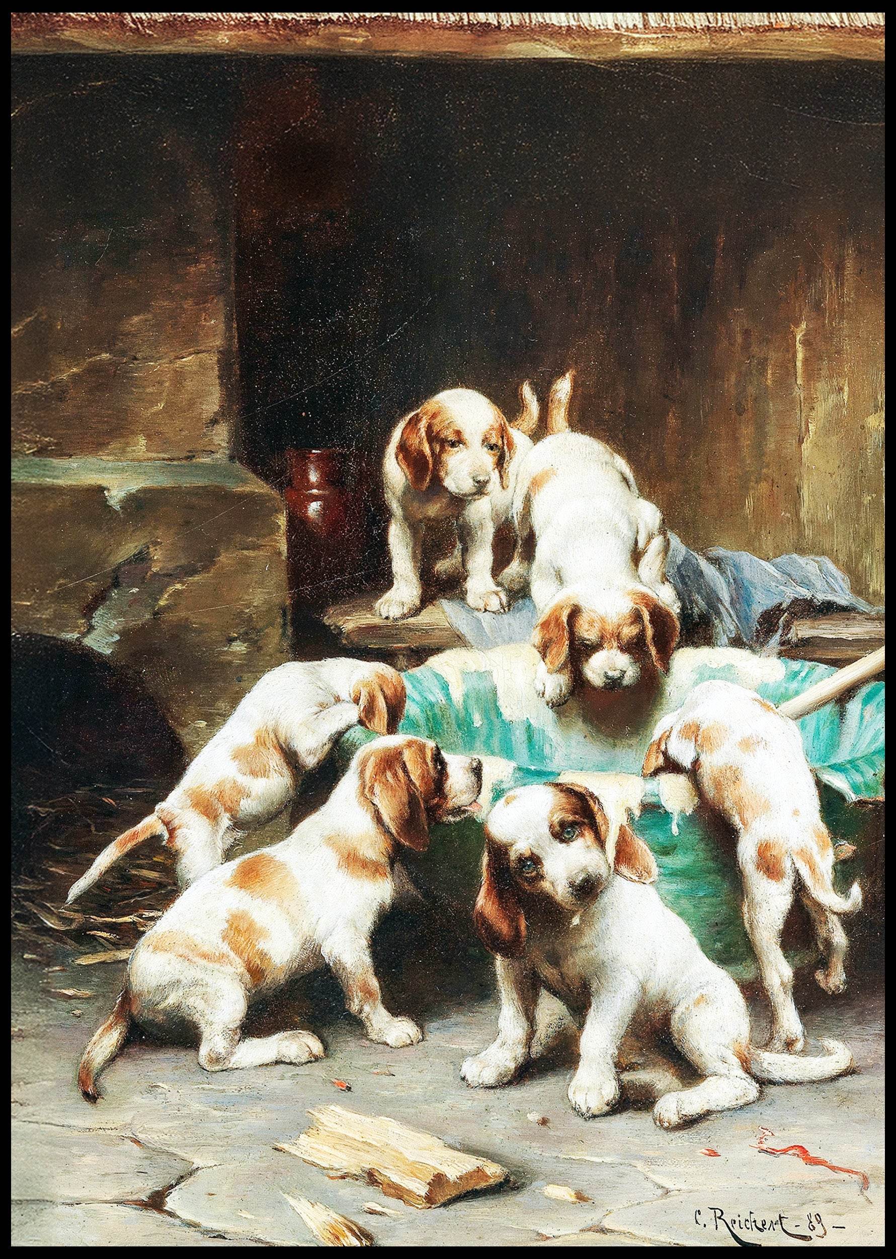 Beagle Puppies Feasting - Hakyarts
