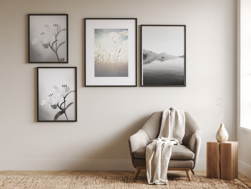 Elegant Black & White Flower Prints – 4 Monochrome Wall Art Pieces