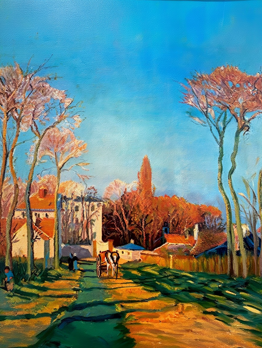 Camille Pissarro – Entrée du village de Voisins - Charming Impressionist Landscape
