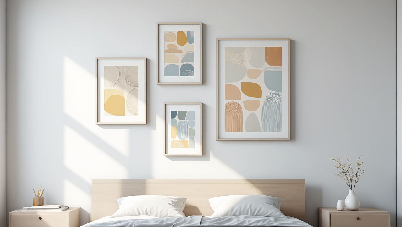 Nordic Abstract – Dining Room Set of 4 Modern Prints