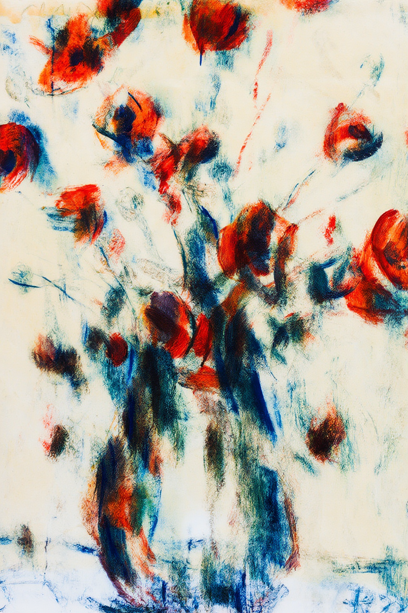 Feldmohn in blauer Vase (1923) by Christian Rohlfs – Expressionist Floral Art Print