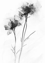 Monokrom blomst minimal blomsterskitsekunst