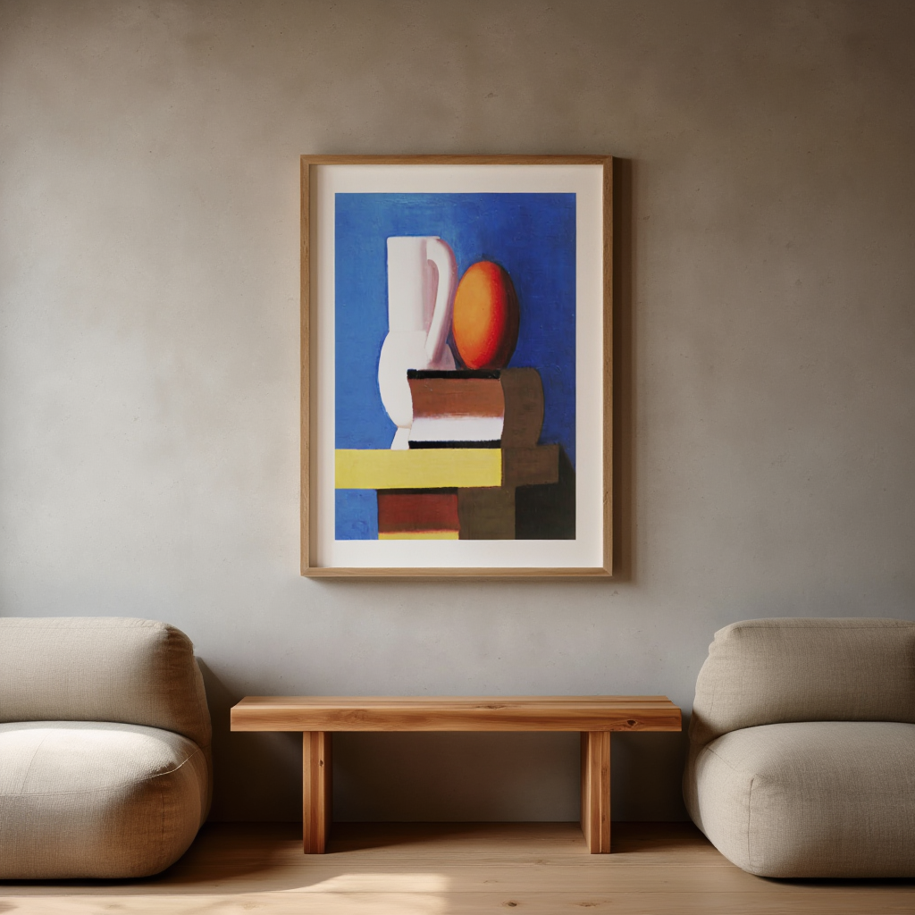 Vilhelm Lundstrøm – Still Life with White Jar, Orange and Book Poster