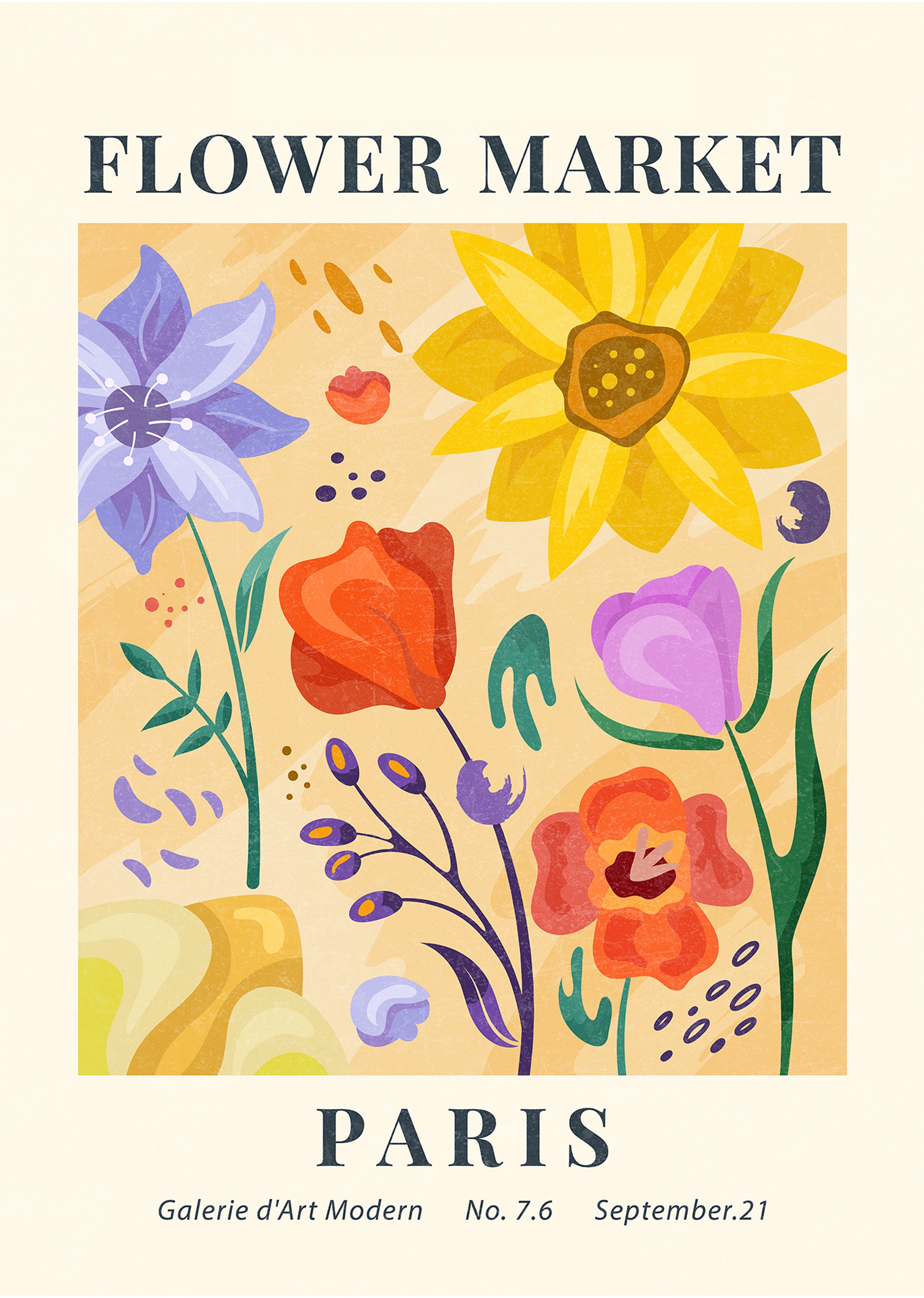 Set of 2 Floral & Nature-Inspired Art Prints – Paris Flower Market & Golden Meadow Gallery Set
