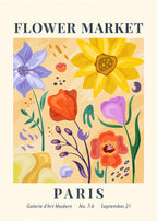Set of 4 Art Prints  – Flower Market - Hakyarts