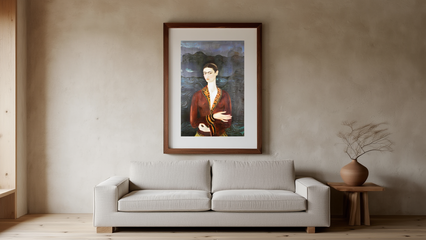 Self Portrait in a Velvet Dress by Frida Kahlo – Surrealist Figurative – Hakyarts