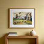 Barnevogne i et klippelandskab – August Macke Plakat | Vintage Ekspressionistisk Kunsttryk