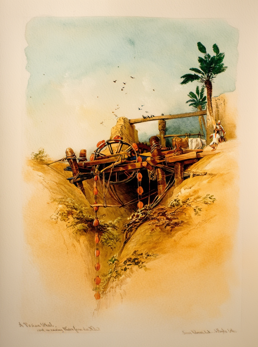 A Persian Wheel by David Roberts – 19th-Century Orientalist Architectural & Landscape Art Print - Hakyarts