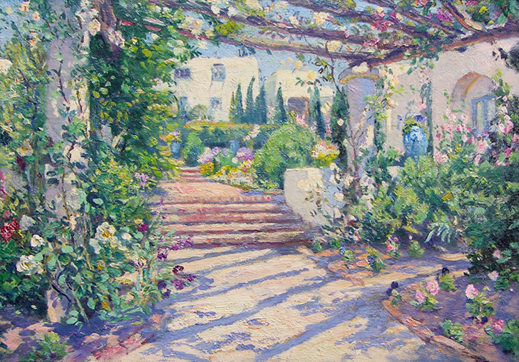 Terrace at Samarkand Hotel by Colin Campbell – Travel & Landscape Art Print - Hakyarts