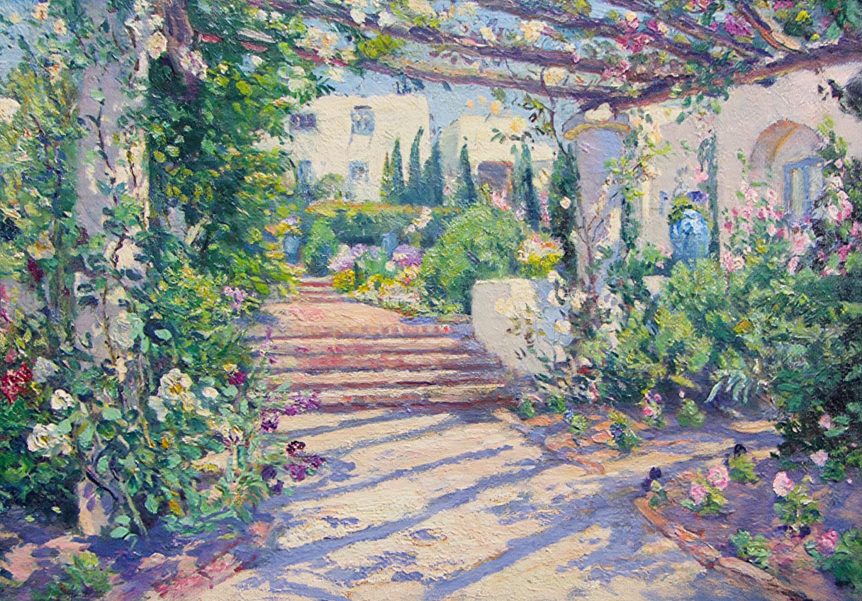 Terrace at Samarkand Hotel by Colin Campbell – Travel & Landscape Art Print - Hakyarts