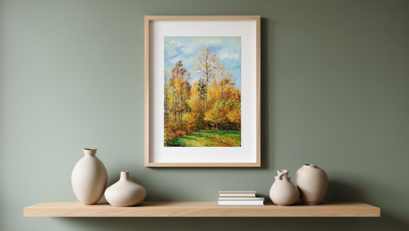 Autumn, Poplars, Eragny by Camille Pissarro (1894) – Vintage Impressionist Landscape Art Print