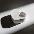 Minimalist Heart Shaped Plaster Candle Holder – White Cream Handmade Home Decor