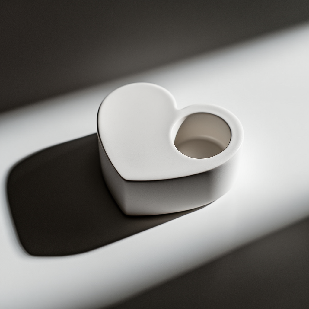 Minimalist Heart Shaped Plaster Candle Holder – White Cream Handmade Home Decor