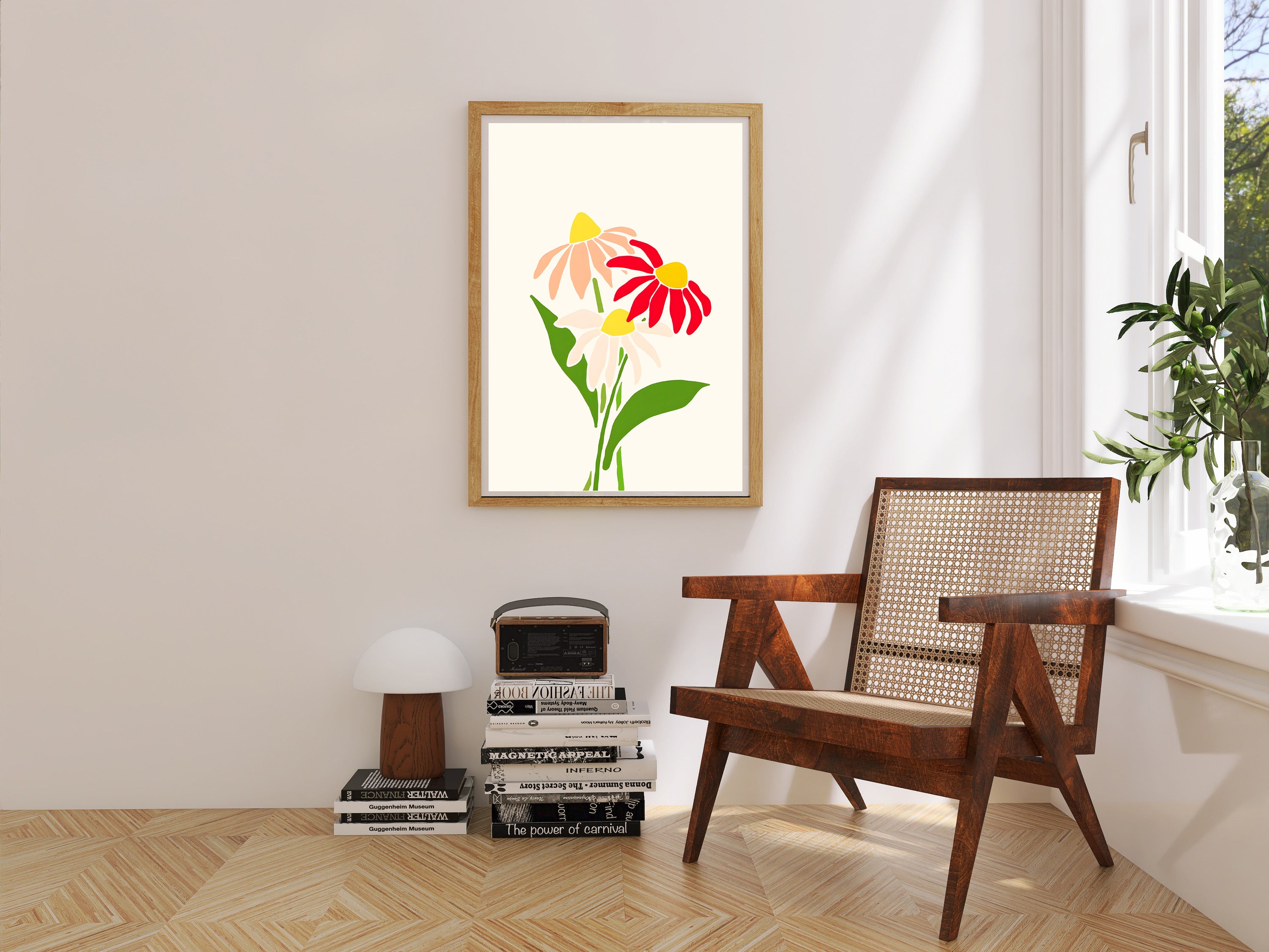 Modern Coneflower Floral Wall Print