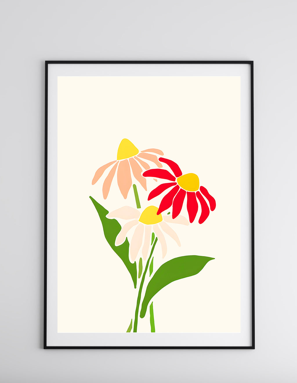 Modern Coneflower Floral Wall Print