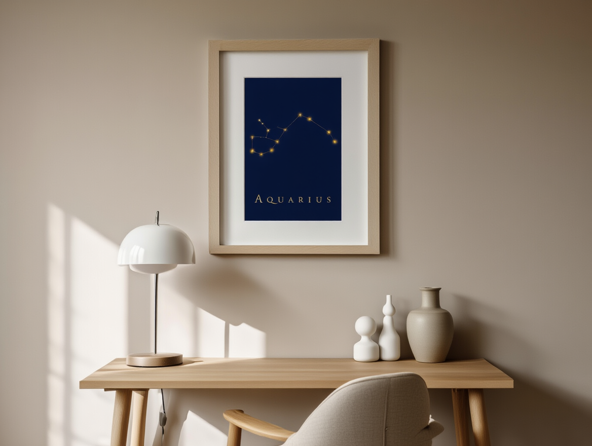 Star Sign Aquarius Poster | Zodiac Wall Art Print
