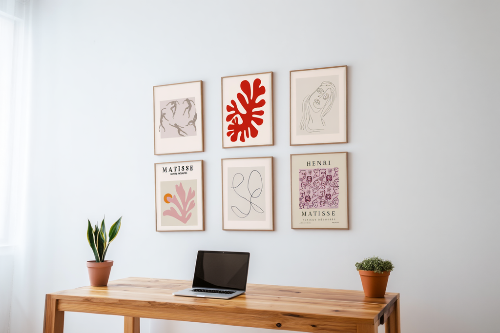 Matisse-Inspired Wall Art Set — 6 Minimalist Prints in Beige and Muted Colour Palette for Home Decor