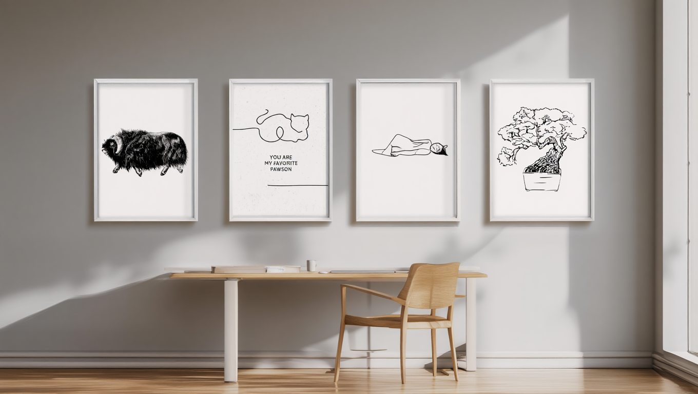 Contemporary Minimalist Wall Art – 4 Print Set
