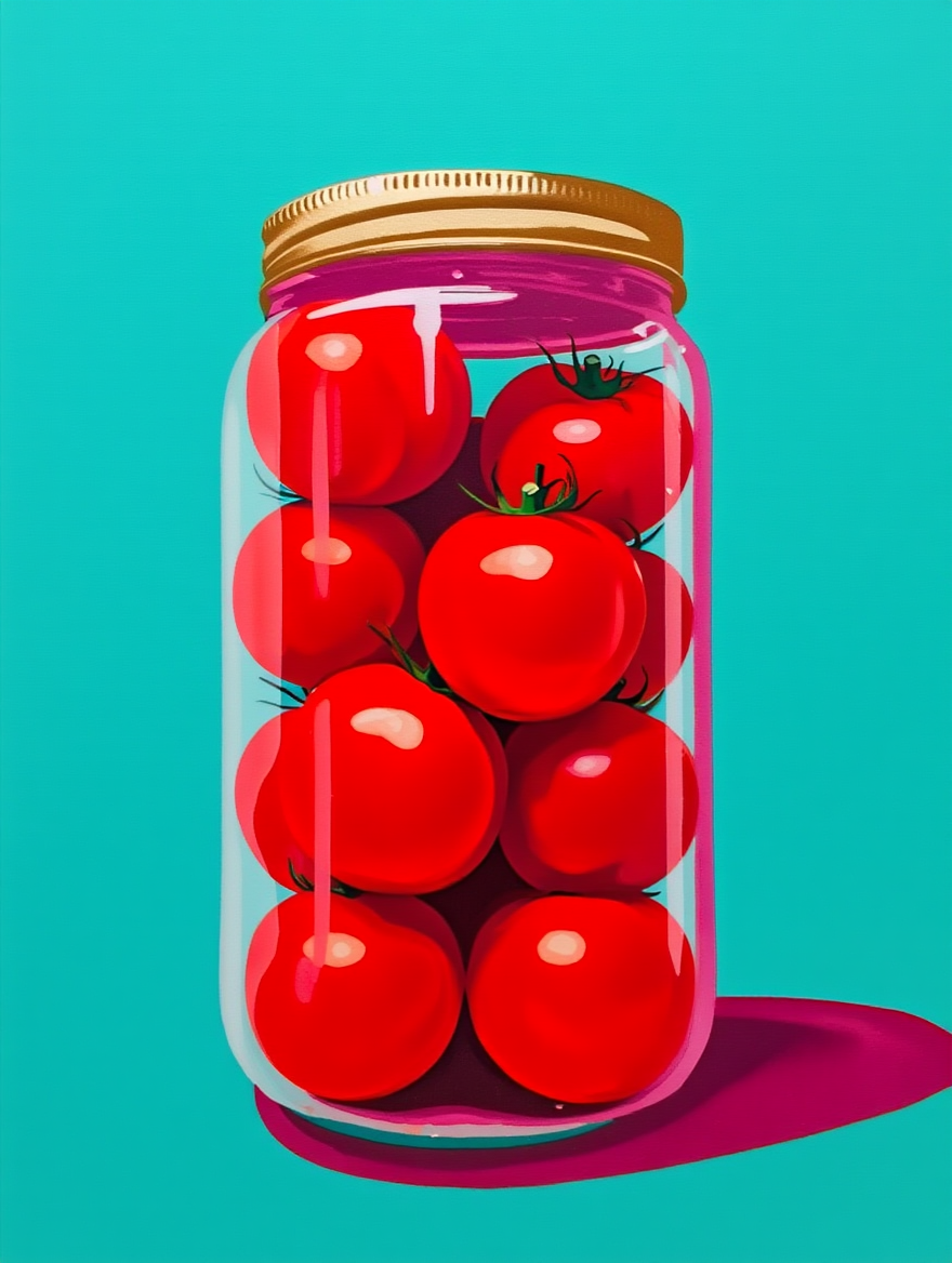 Pop Art Tomatoes Jar – Vibrant Kitchen Wall Art Print
