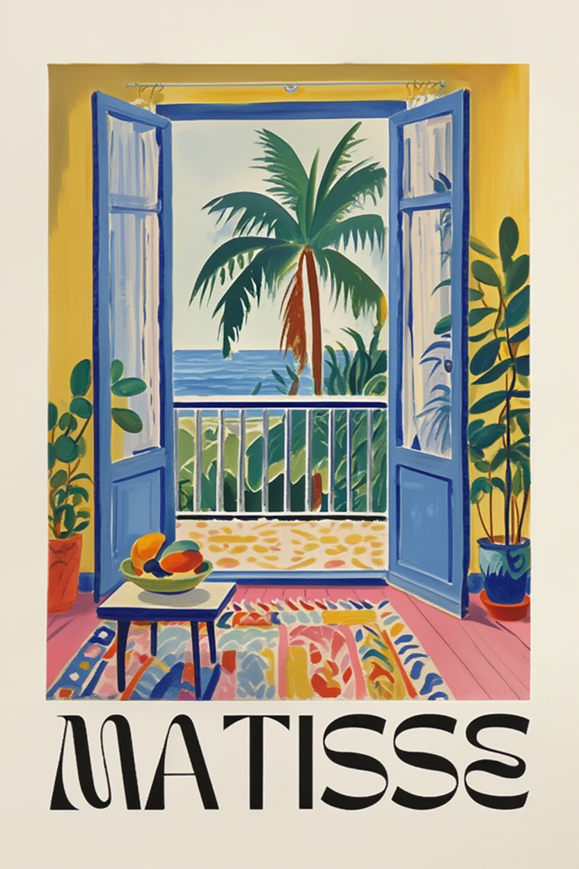 Matisse Tropical Interior Art Print  – 4 Colorful Modern Prints | Gallery Wall Décor for Living Room, Bedroom & Office