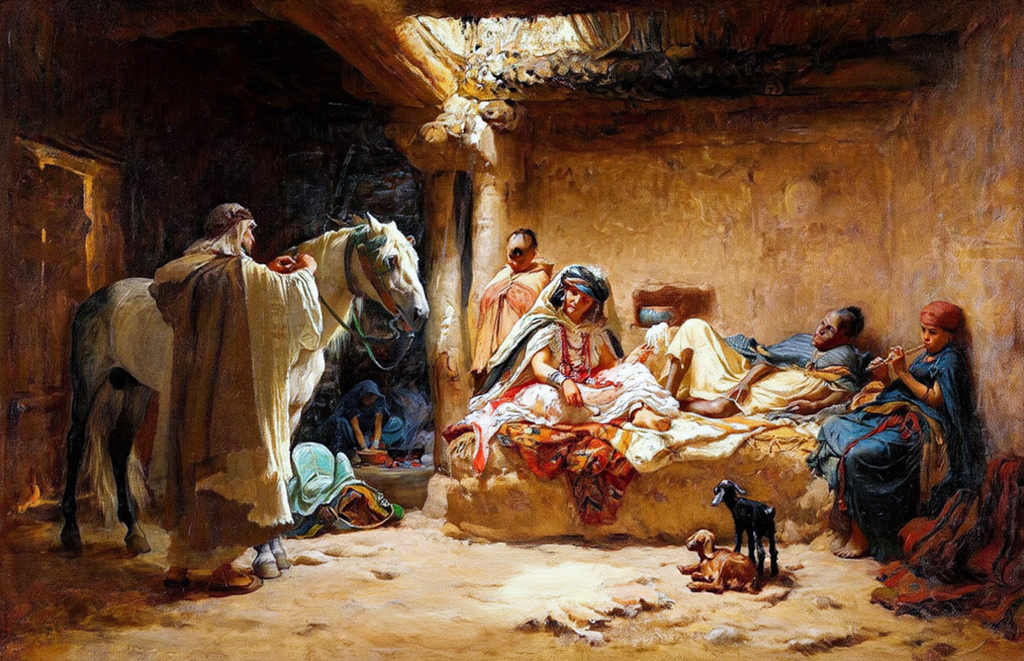 An Interior in Biskra – Frederick Arthur Bridgman Poster | Orientalist Interior & Daily Life Art Print