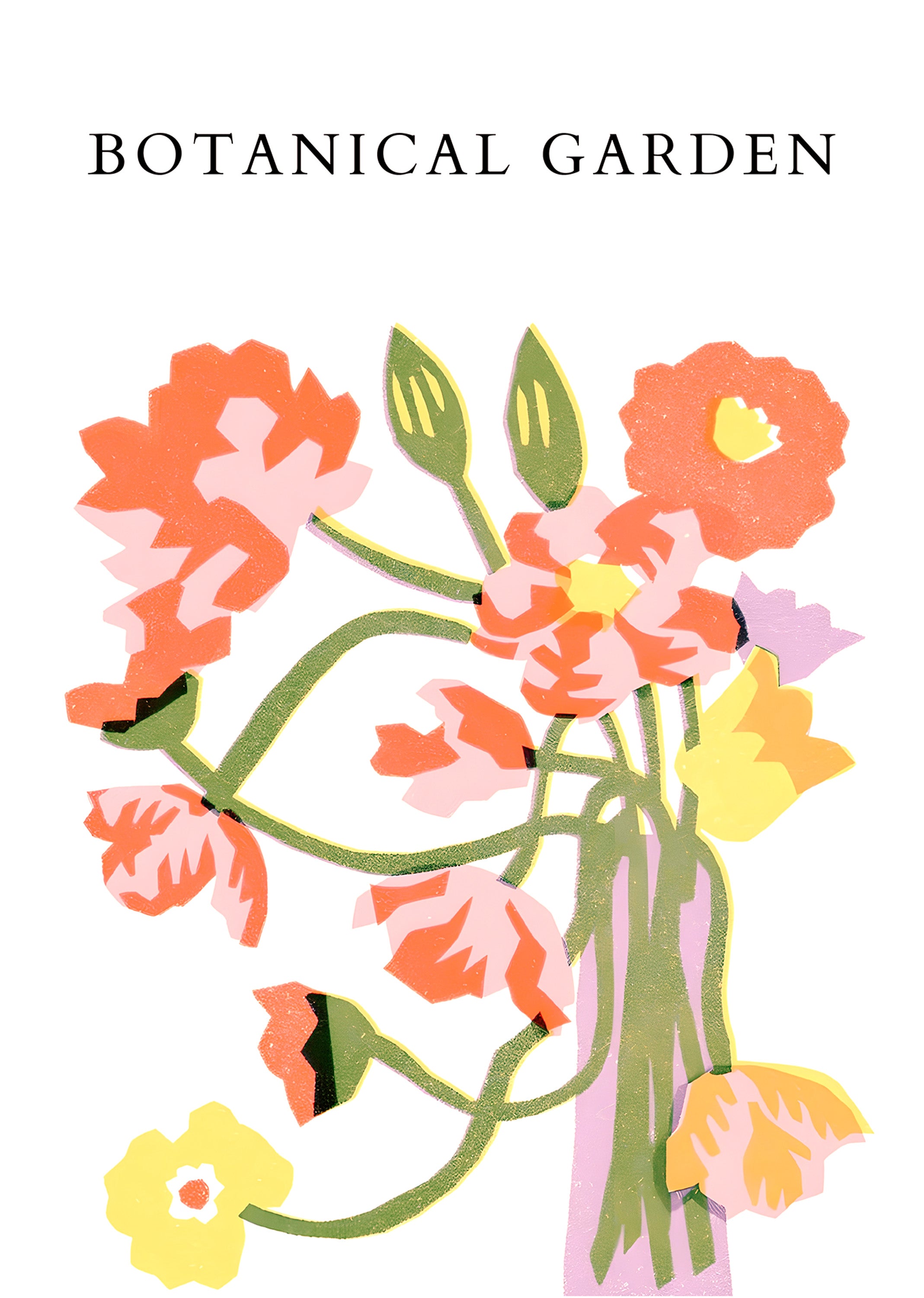 Orange Wildflower Garden Poster Print