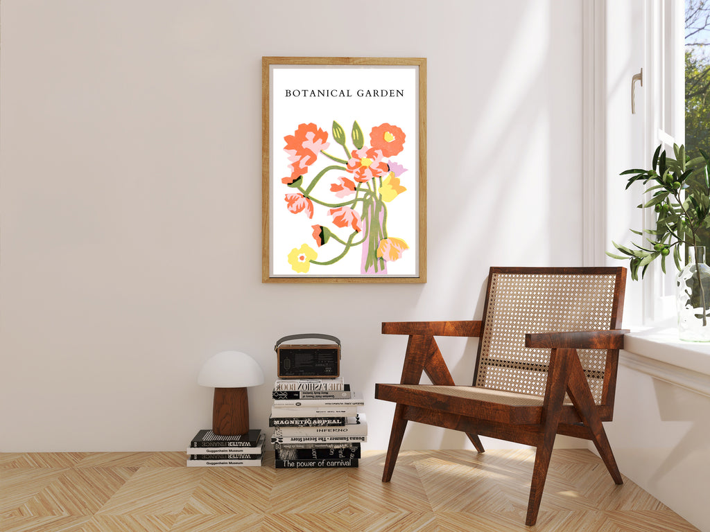 Orange Wildflower Garden Poster Print