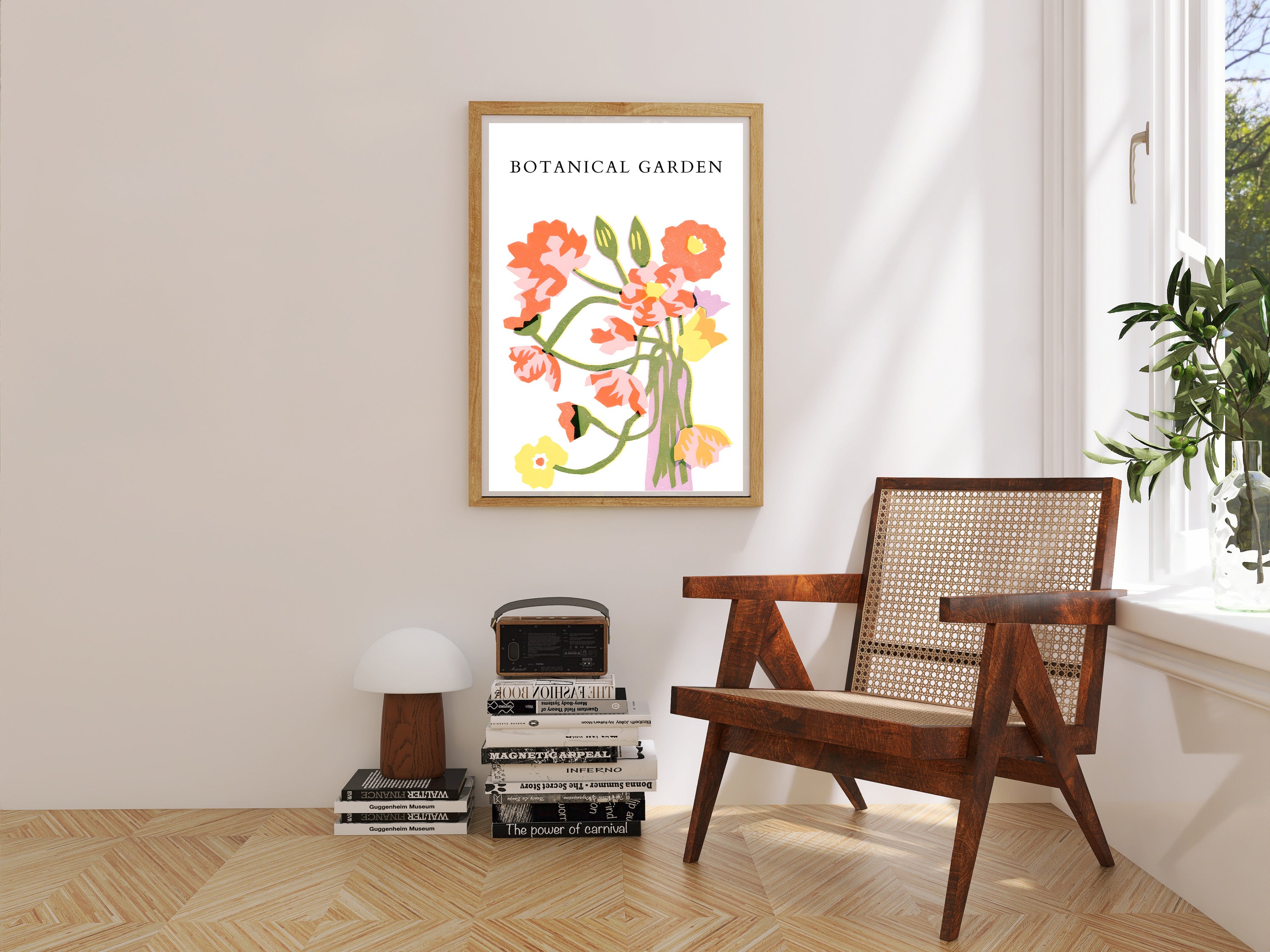 Orange Wildflower Garden Poster Print