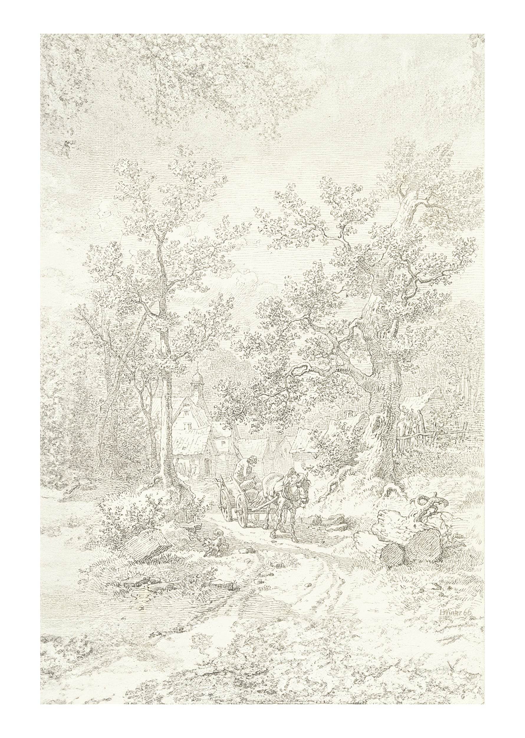 Forest Interior with Farmer on Cart - Hakyarts