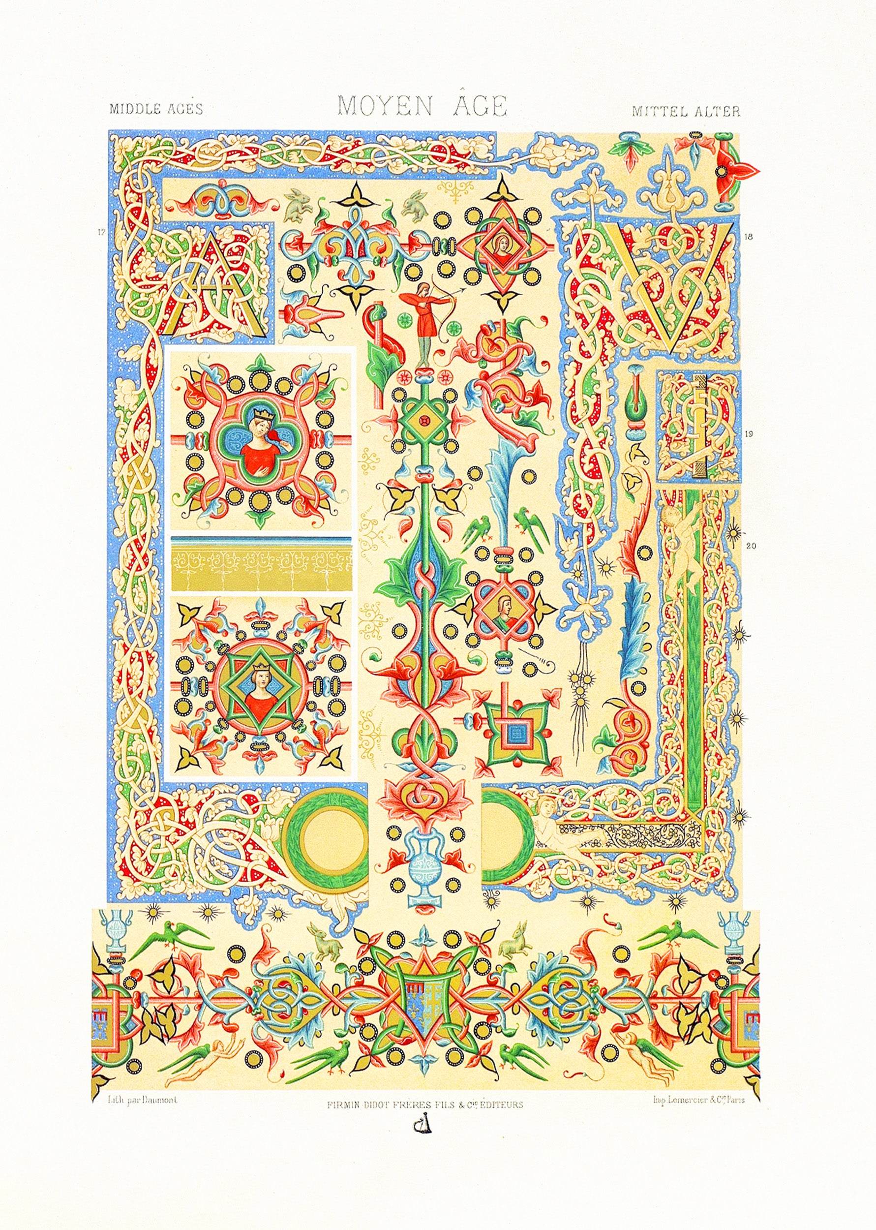 Moyen Age 7 by Auguste Racinet – Vintage French Medieval Costume Art Print