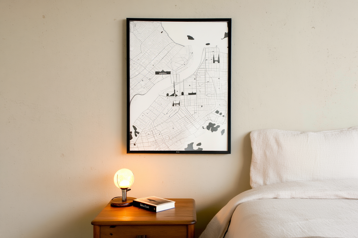 Stockholm City Map Poster – Minimalist Black & White Urban Wall Art Print