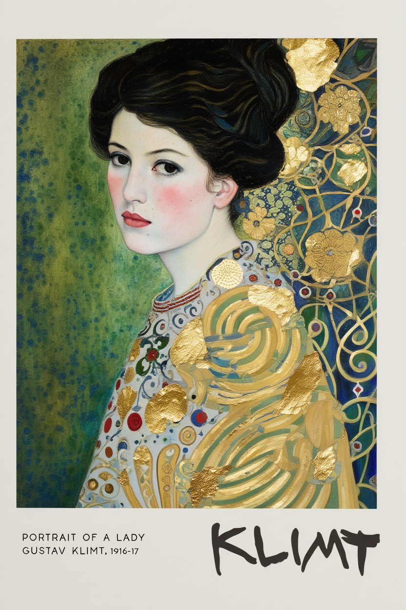 Gustav Klimt Modern Art Print Set – 4 Decorative Golden Wall Prints | Stylish Gallery Wall Décor for Home & Office