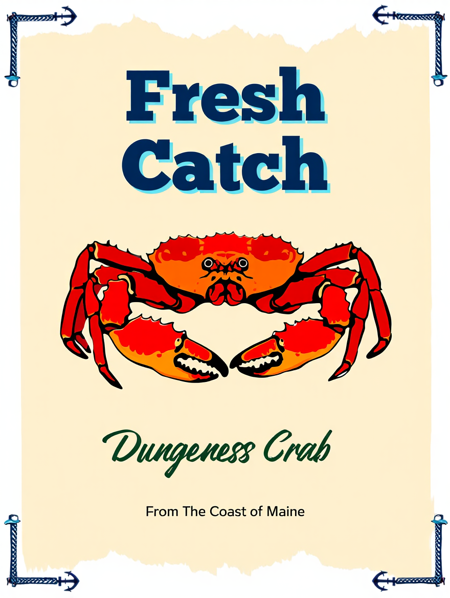 4 Retro Seafood Posters – Vintage Fish Can Wall Art Prints