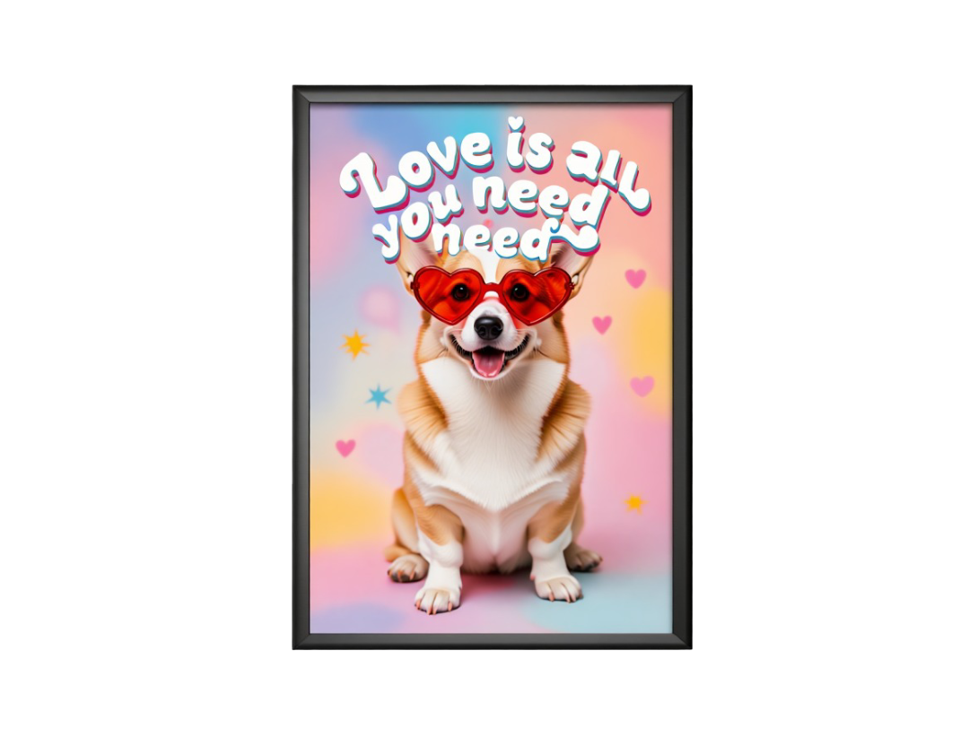 Colorful Flower & Funny Dog Quote Print – Rainbow Aesthetic Wall Art for Living Room or Fashion Studio