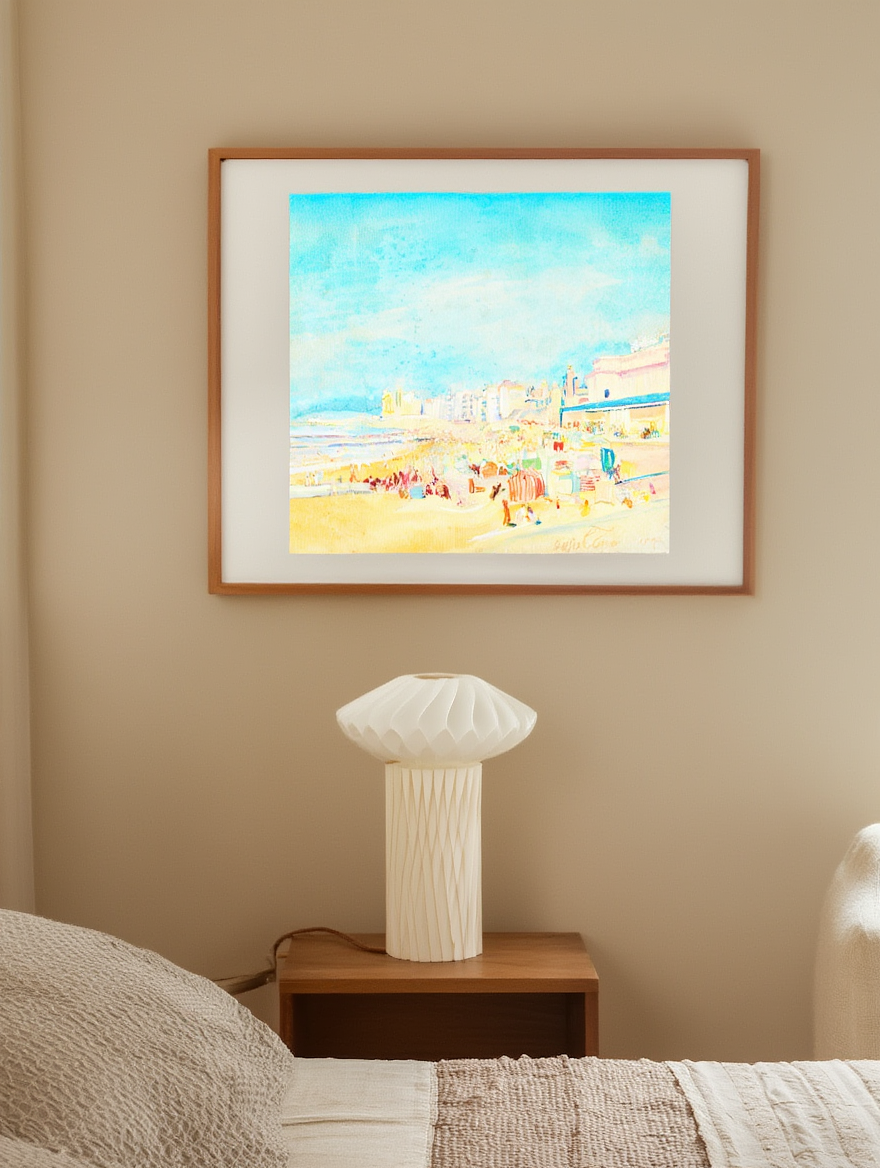 Strand te Oostende (1948) by Julius Collen Turner – Belgian Seascape Vintage Art Print